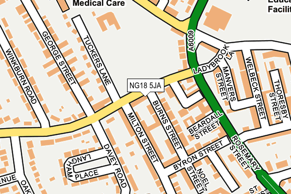 NG18 5JA map - OS OpenMap – Local (Ordnance Survey)