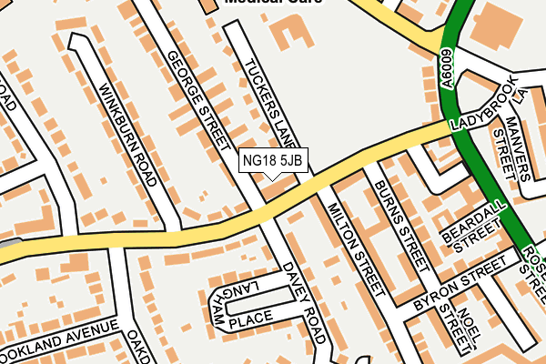 NG18 5JB map - OS OpenMap – Local (Ordnance Survey)