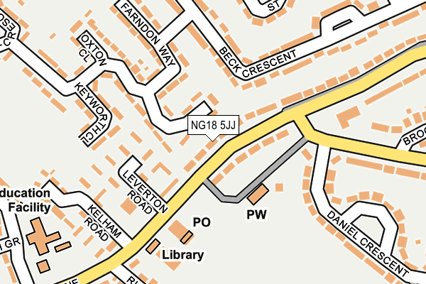 NG18 5JJ map - OS OpenMap – Local (Ordnance Survey)