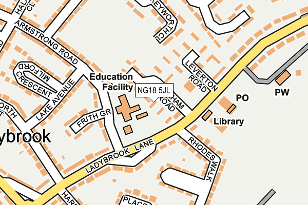 NG18 5JL map - OS OpenMap – Local (Ordnance Survey)