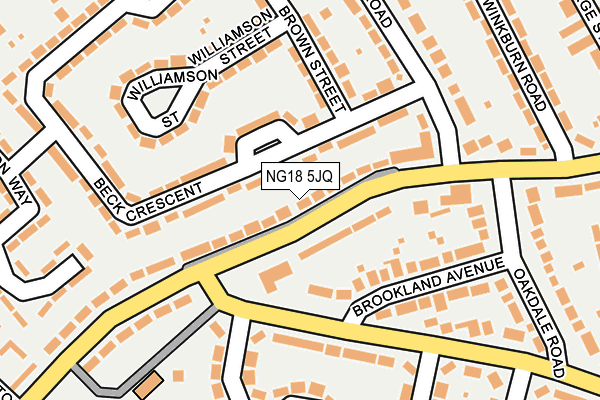 NG18 5JQ map - OS OpenMap – Local (Ordnance Survey)
