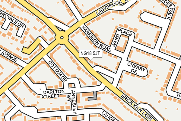 NG18 5JT map - OS OpenMap – Local (Ordnance Survey)