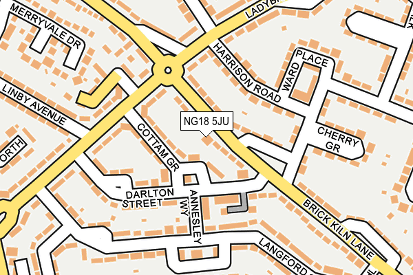 NG18 5JU map - OS OpenMap – Local (Ordnance Survey)