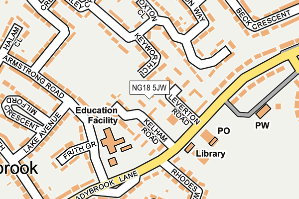 NG18 5JW map - OS OpenMap – Local (Ordnance Survey)