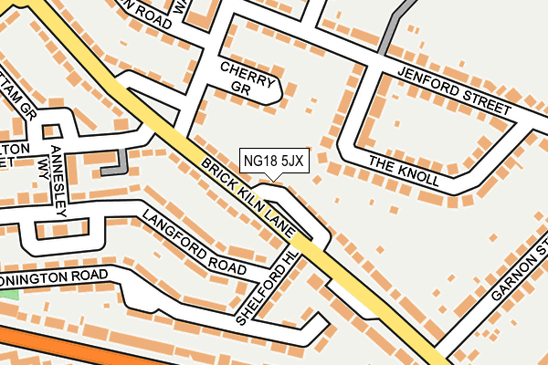 NG18 5JX map - OS OpenMap – Local (Ordnance Survey)