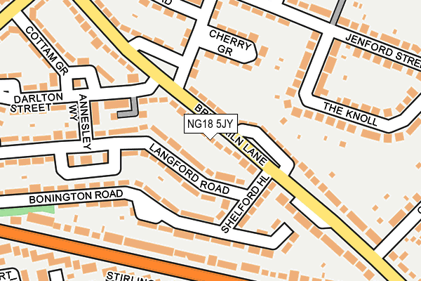 NG18 5JY map - OS OpenMap – Local (Ordnance Survey)