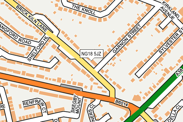 NG18 5JZ map - OS OpenMap – Local (Ordnance Survey)