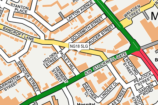 NG18 5LG map - OS OpenMap – Local (Ordnance Survey)