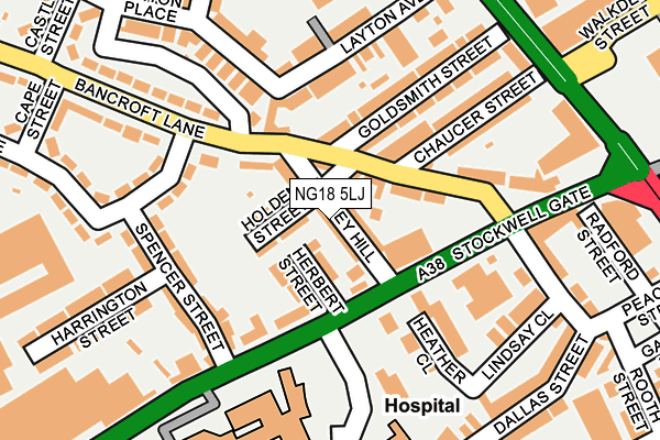 NG18 5LJ map - OS OpenMap – Local (Ordnance Survey)