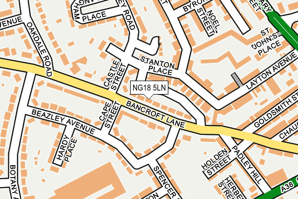 NG18 5LN map - OS OpenMap – Local (Ordnance Survey)