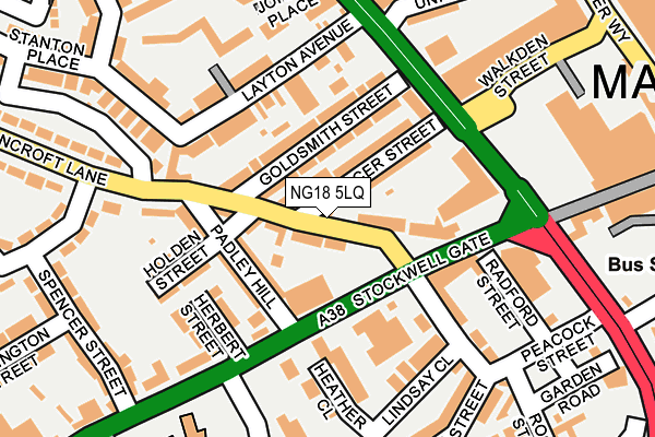 NG18 5LQ map - OS OpenMap – Local (Ordnance Survey)