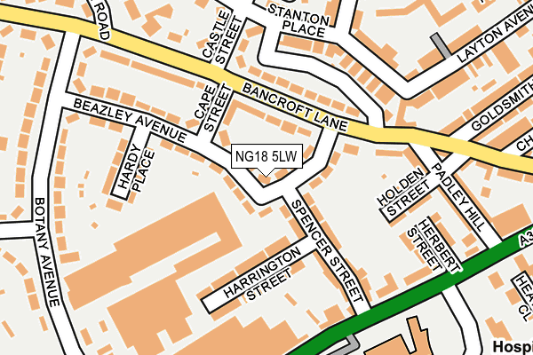 NG18 5LW map - OS OpenMap – Local (Ordnance Survey)