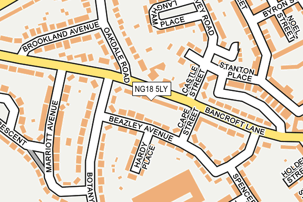 NG18 5LY map - OS OpenMap – Local (Ordnance Survey)