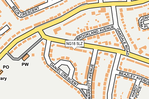 NG18 5LZ map - OS OpenMap – Local (Ordnance Survey)