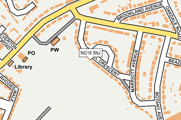 NG18 5NJ map - OS OpenMap – Local (Ordnance Survey)