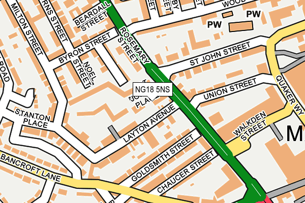 NG18 5NS map - OS OpenMap – Local (Ordnance Survey)