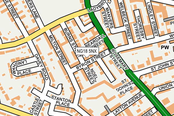 NG18 5NX map - OS OpenMap – Local (Ordnance Survey)