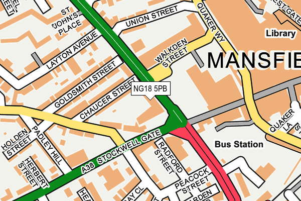 NG18 5PB map - OS OpenMap – Local (Ordnance Survey)