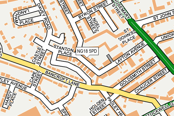 NG18 5PD map - OS OpenMap – Local (Ordnance Survey)