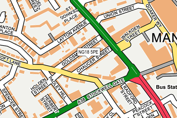 NG18 5PE map - OS OpenMap – Local (Ordnance Survey)