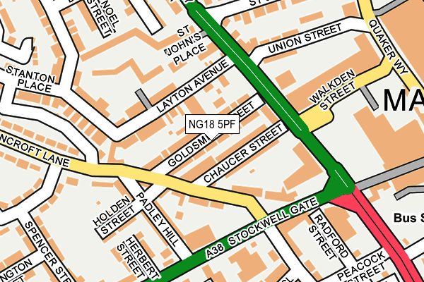 NG18 5PF map - OS OpenMap – Local (Ordnance Survey)