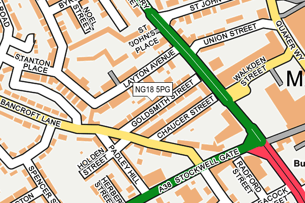 NG18 5PG map - OS OpenMap – Local (Ordnance Survey)