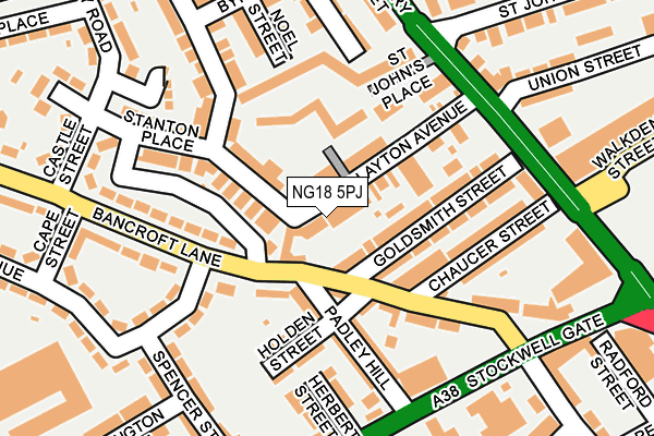 NG18 5PJ map - OS OpenMap – Local (Ordnance Survey)