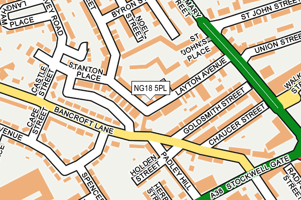 NG18 5PL map - OS OpenMap – Local (Ordnance Survey)