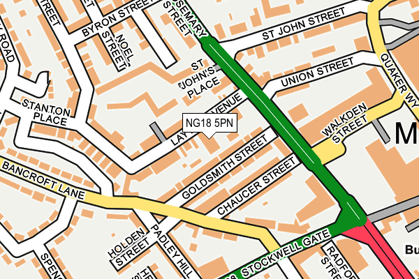 NG18 5PN map - OS OpenMap – Local (Ordnance Survey)