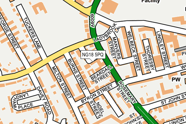 NG18 5PQ map - OS OpenMap – Local (Ordnance Survey)