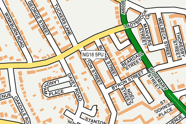 NG18 5PU map - OS OpenMap – Local (Ordnance Survey)