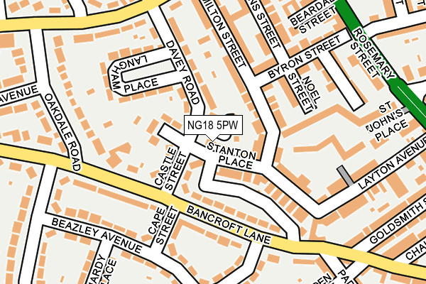 NG18 5PW map - OS OpenMap – Local (Ordnance Survey)