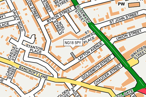 NG18 5PY map - OS OpenMap – Local (Ordnance Survey)