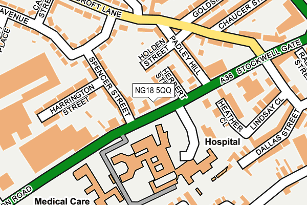 NG18 5QQ map - OS OpenMap – Local (Ordnance Survey)