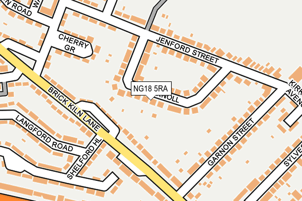 NG18 5RA map - OS OpenMap – Local (Ordnance Survey)