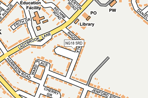 NG18 5RD map - OS OpenMap – Local (Ordnance Survey)