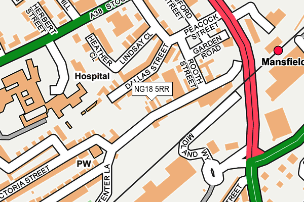 NG18 5RR map - OS OpenMap – Local (Ordnance Survey)