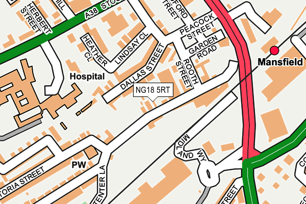 NG18 5RT map - OS OpenMap – Local (Ordnance Survey)