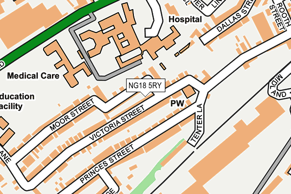 NG18 5RY map - OS OpenMap – Local (Ordnance Survey)