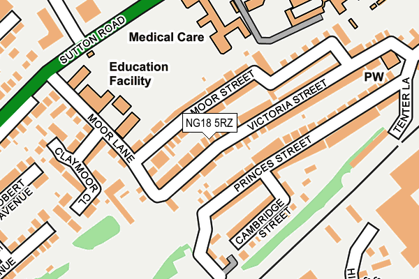 NG18 5RZ map - OS OpenMap – Local (Ordnance Survey)