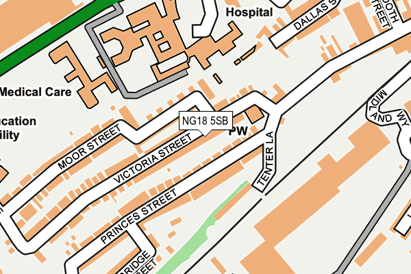 NG18 5SB map - OS OpenMap – Local (Ordnance Survey)