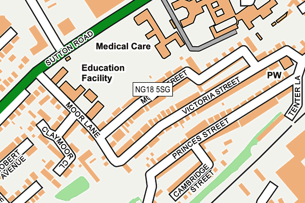 NG18 5SG map - OS OpenMap – Local (Ordnance Survey)