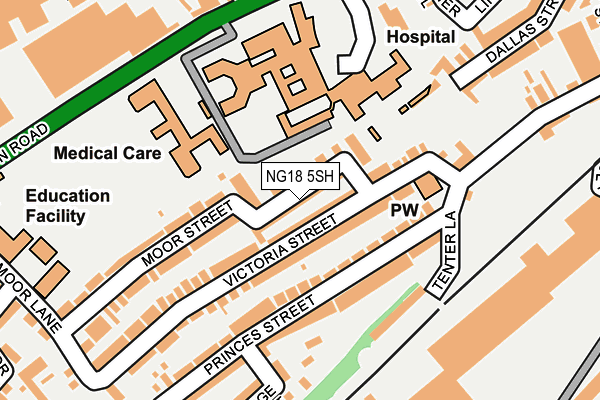 NG18 5SH map - OS OpenMap – Local (Ordnance Survey)