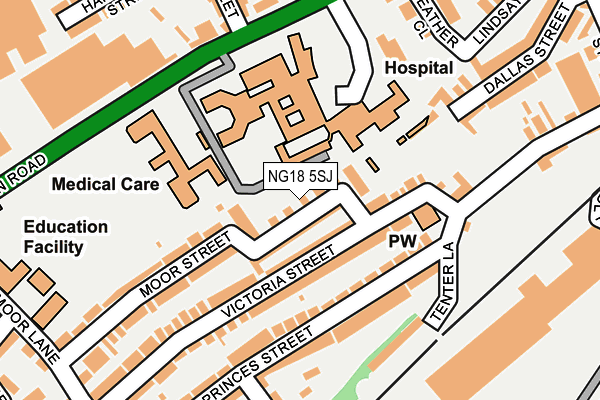 NG18 5SJ map - OS OpenMap – Local (Ordnance Survey)