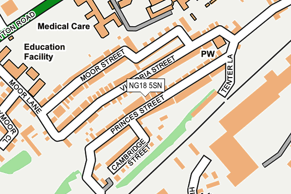 NG18 5SN map - OS OpenMap – Local (Ordnance Survey)