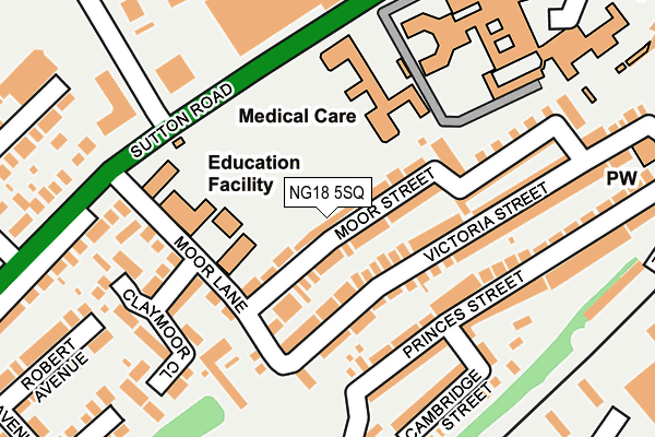 NG18 5SQ map - OS OpenMap – Local (Ordnance Survey)