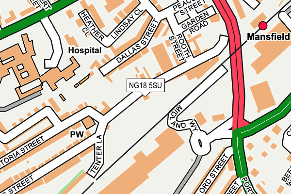 NG18 5SU map - OS OpenMap – Local (Ordnance Survey)