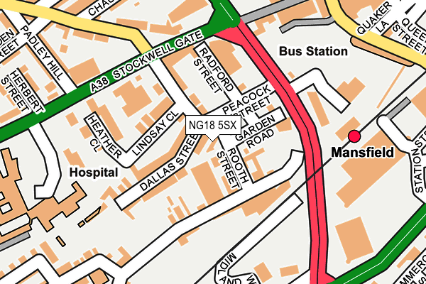 NG18 5SX map - OS OpenMap – Local (Ordnance Survey)