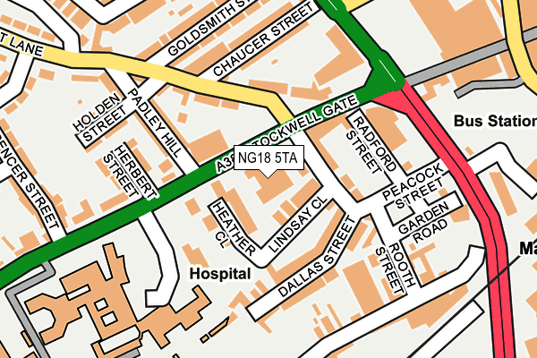 NG18 5TA map - OS OpenMap – Local (Ordnance Survey)