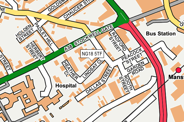 NG18 5TF map - OS OpenMap – Local (Ordnance Survey)